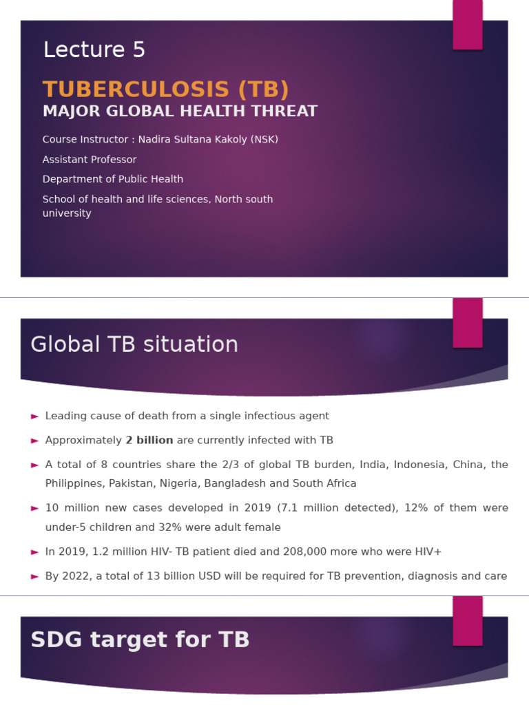 Lecture 5 (TB) - NSK - Summer 2024 | PDF | Tuberculosis | Diseases And ...