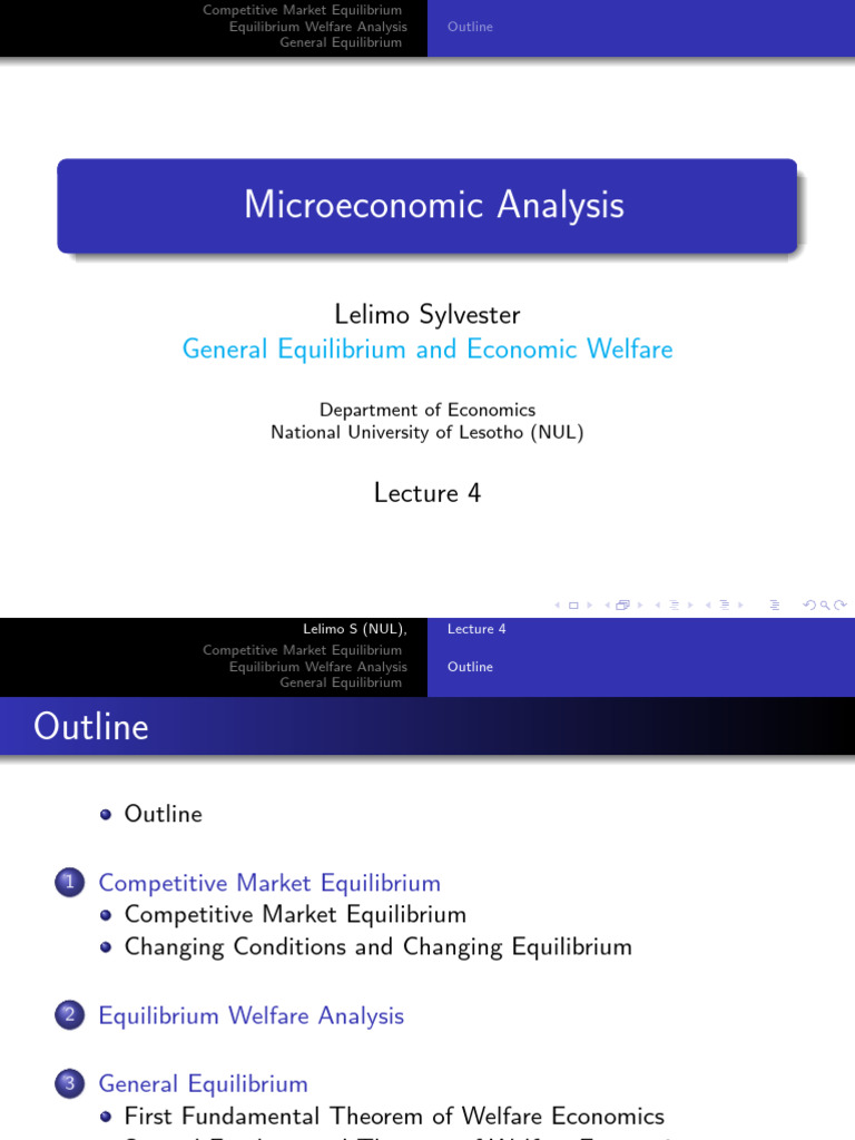 EC3301 Lecture 4 General Equilibrium and Economic Welfare | PDF ...