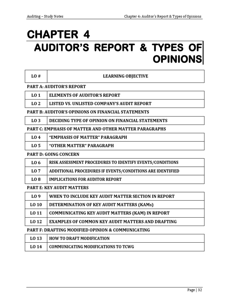 Chapter 4 Auditors Report + Appendix | PDF | Auditor's Report | Going ...