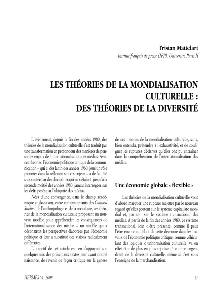 Théories de la mondialisation culturelle | PDF | Globalisation ...