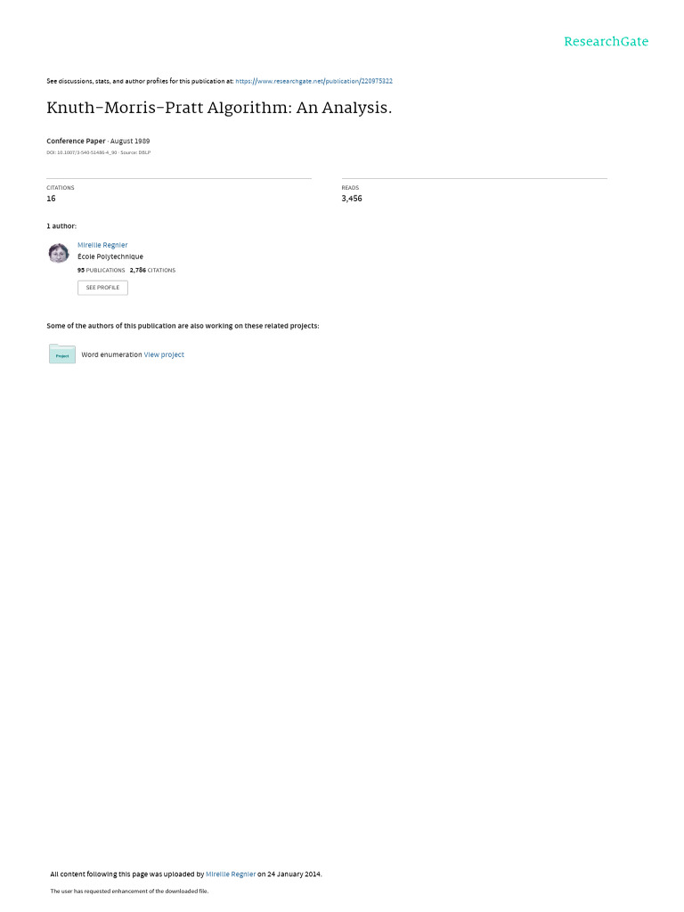 Knuth-Morris-Pratt Algorithm An Analysis | PDF