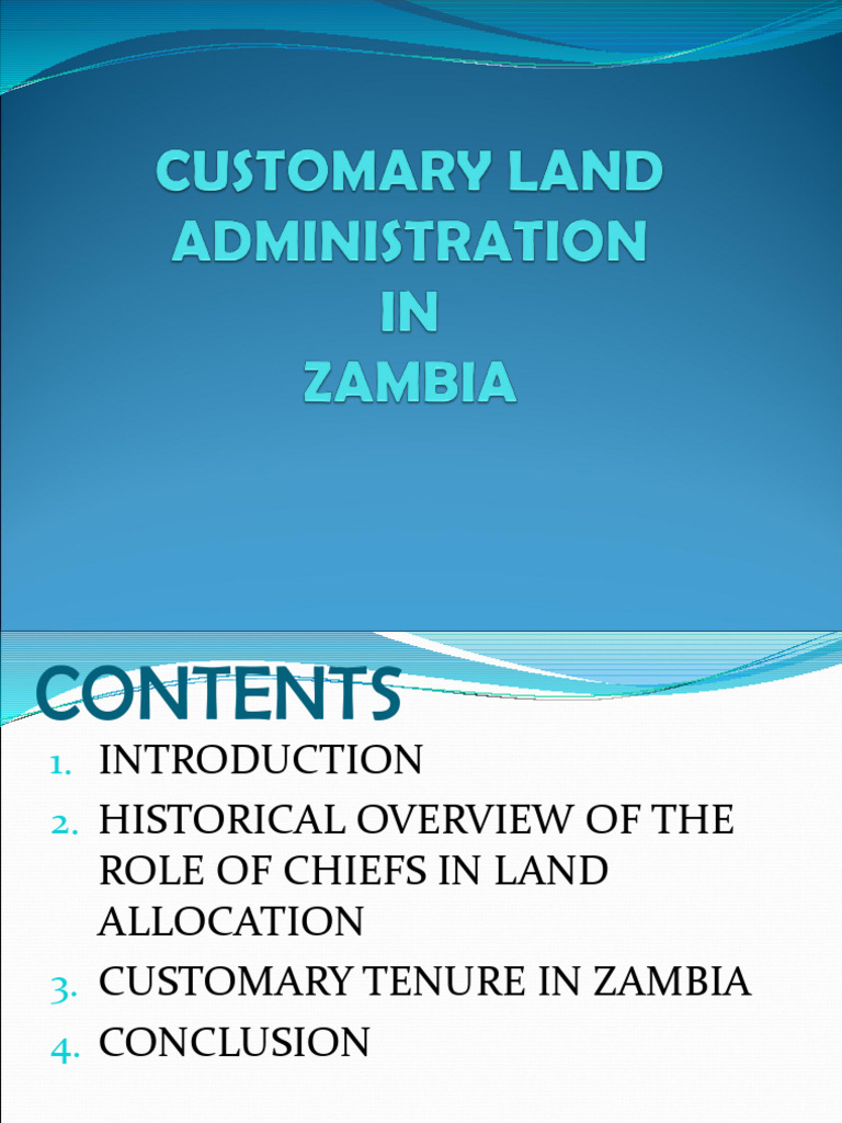 Customary Land Law in Zambia Explained | PDF | Zambia | Government