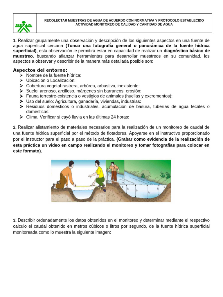 Actividad Monitoreo. | PDF | Agua | Ciencias de la Tierra