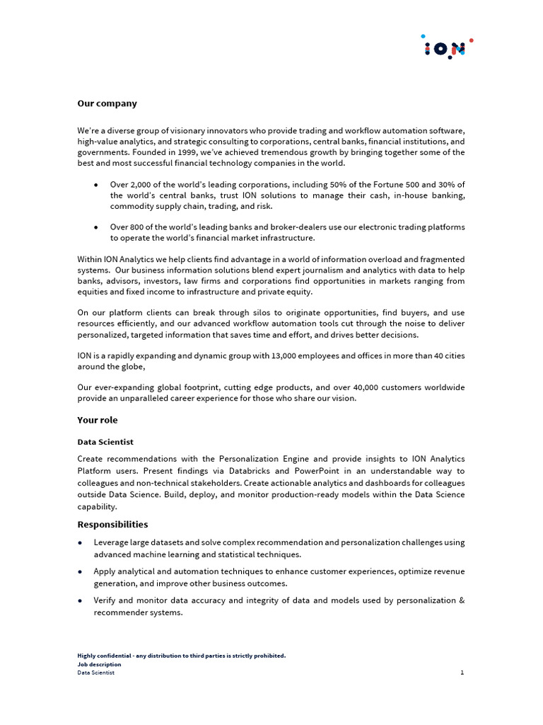 ION Group Data Scientist Job Description 2025 916d92427c | PDF ...