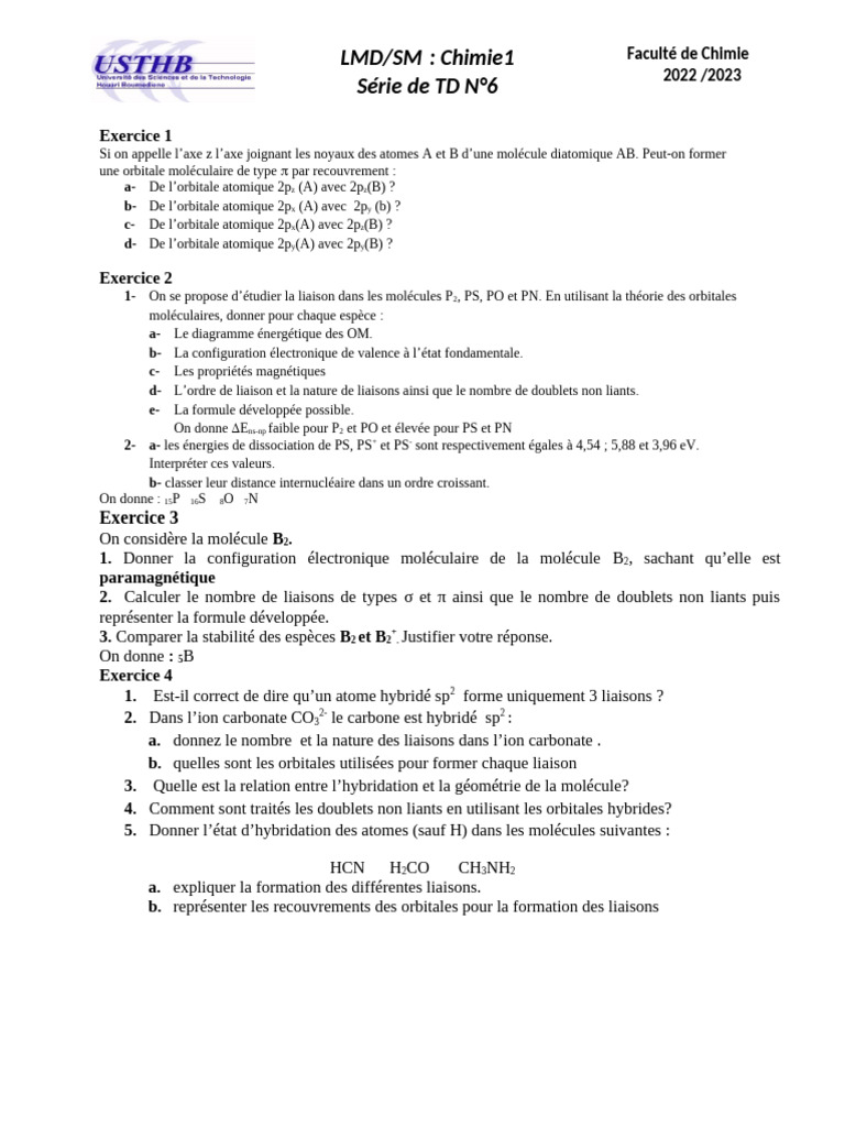 Orbitales moléculaires et hybridation en chimie PDF Orbitale — free download