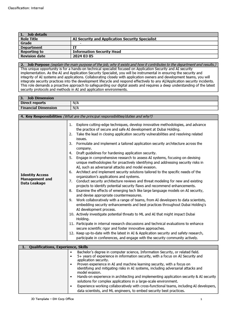 AI Application Specialist JD | PDF | Computer Security | Security