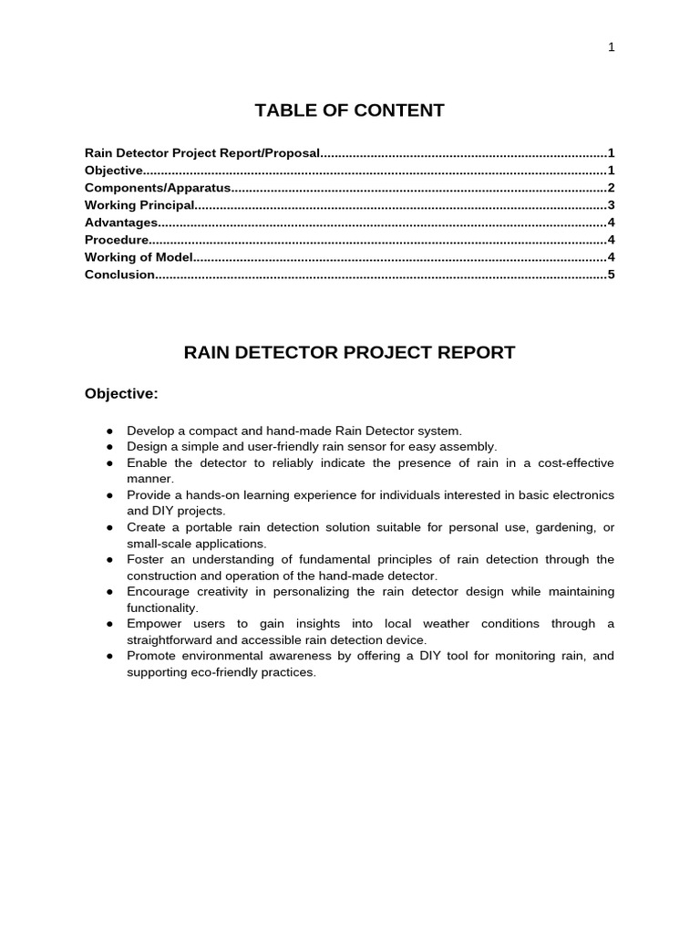 Automatic Rain Detector Project Guide | PDF | Sensor | Rain