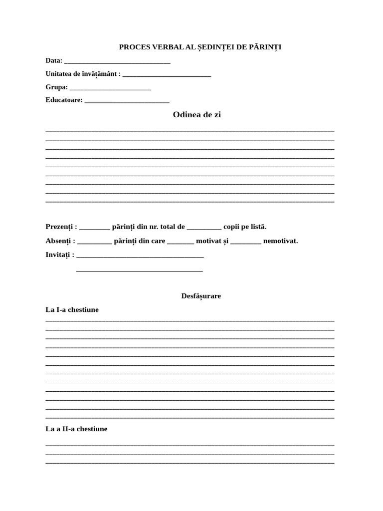 Proces Verbal, Model | PDF