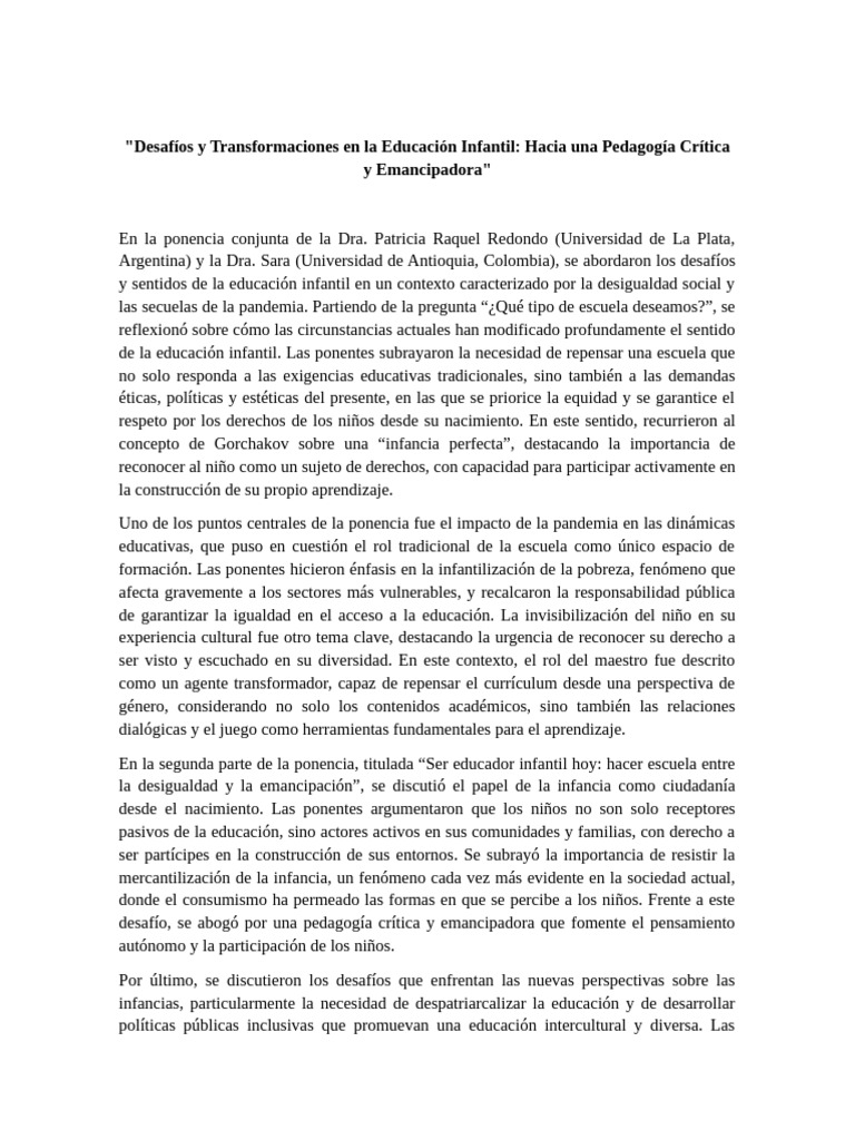 Desafíos en la Educación Infantil Actual | PDF | Educación de la ...