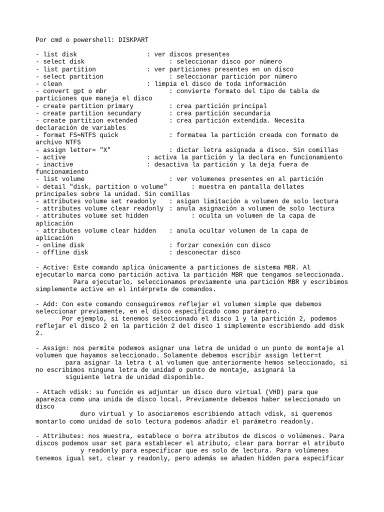 DISKPART | PDF | Gestión de datos | Compatibles con PC Ibm