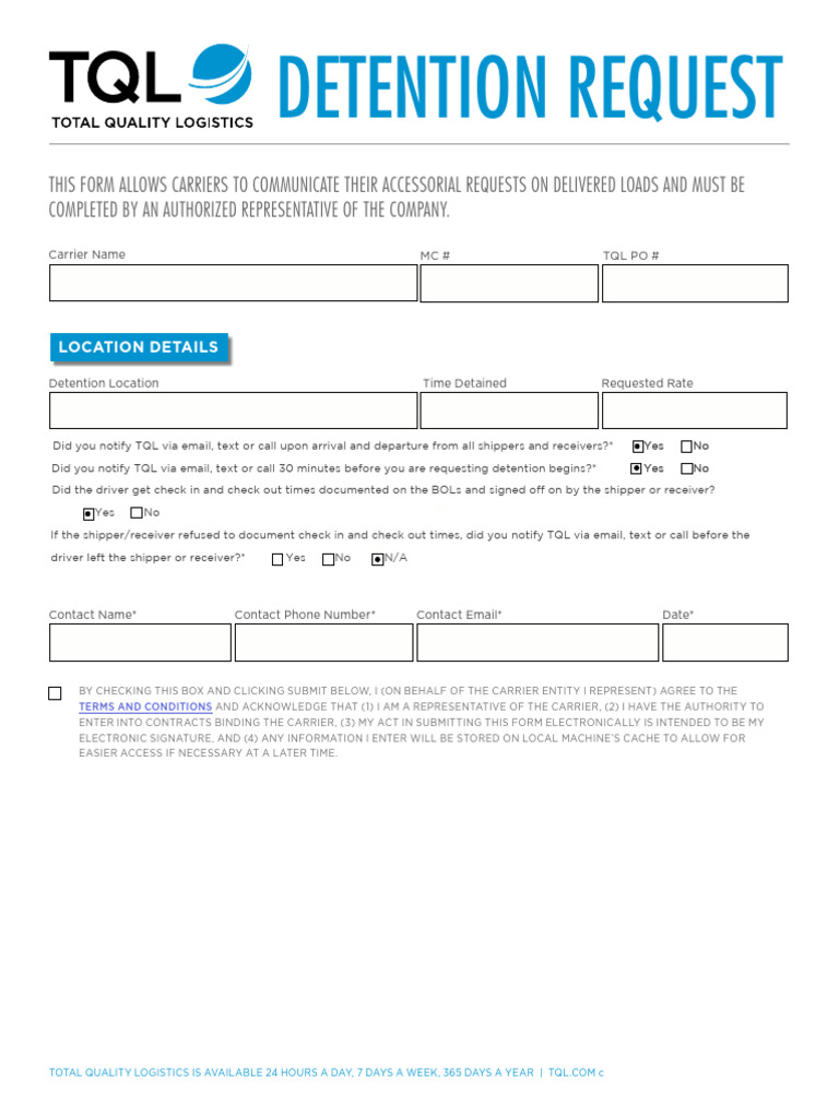 Detention Request: E&S Roadlions Inc 1372333 29602038 | PDF