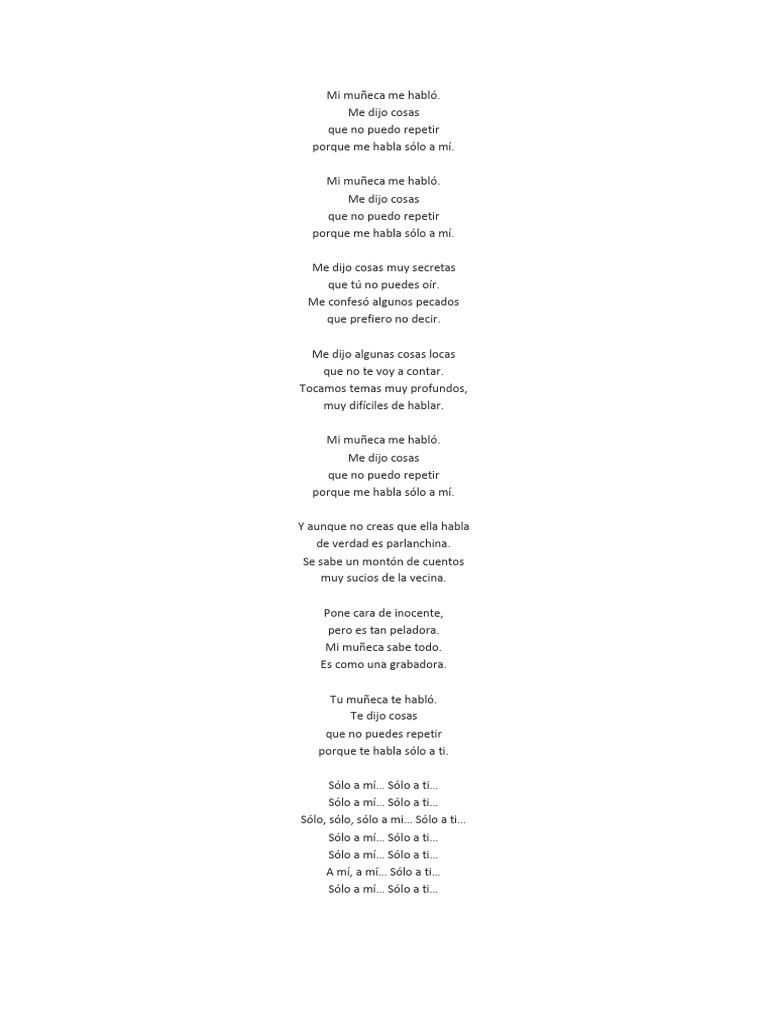 Mi Muñeca Me Habló Letra | PDF | Poesía