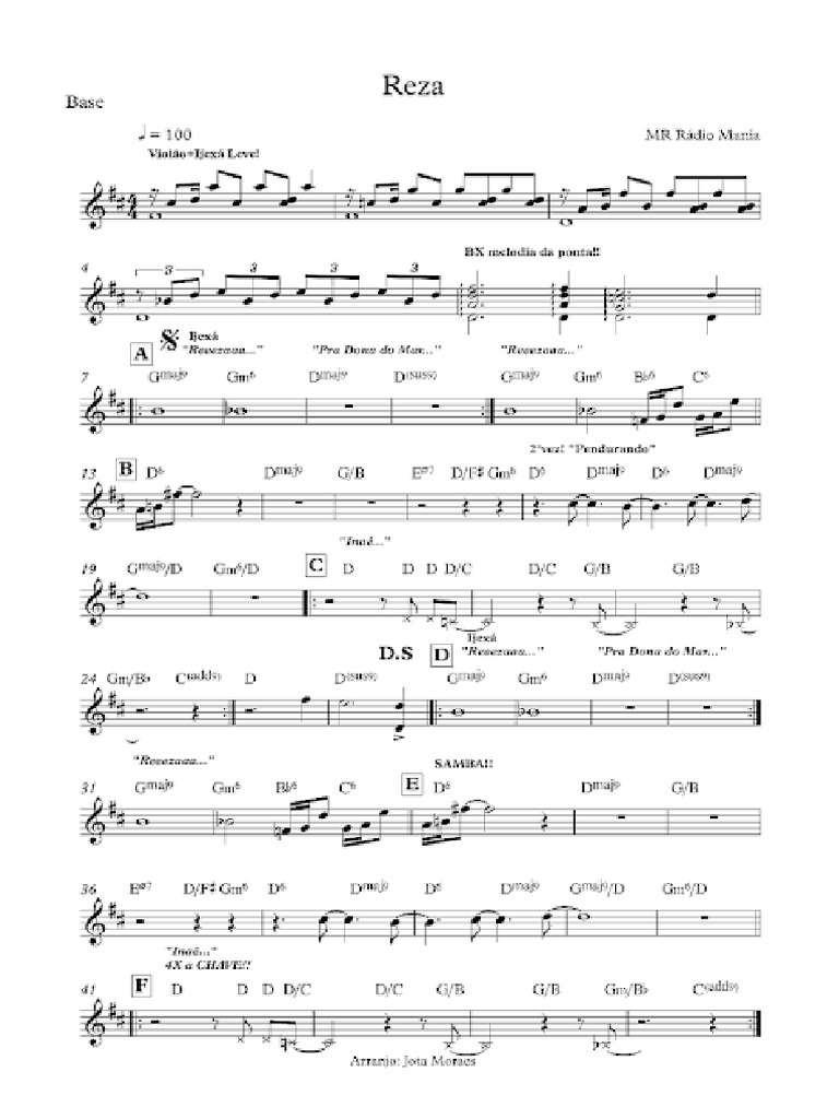 01 Reza - Maria Rita Partitura Acomp. in D | PDF