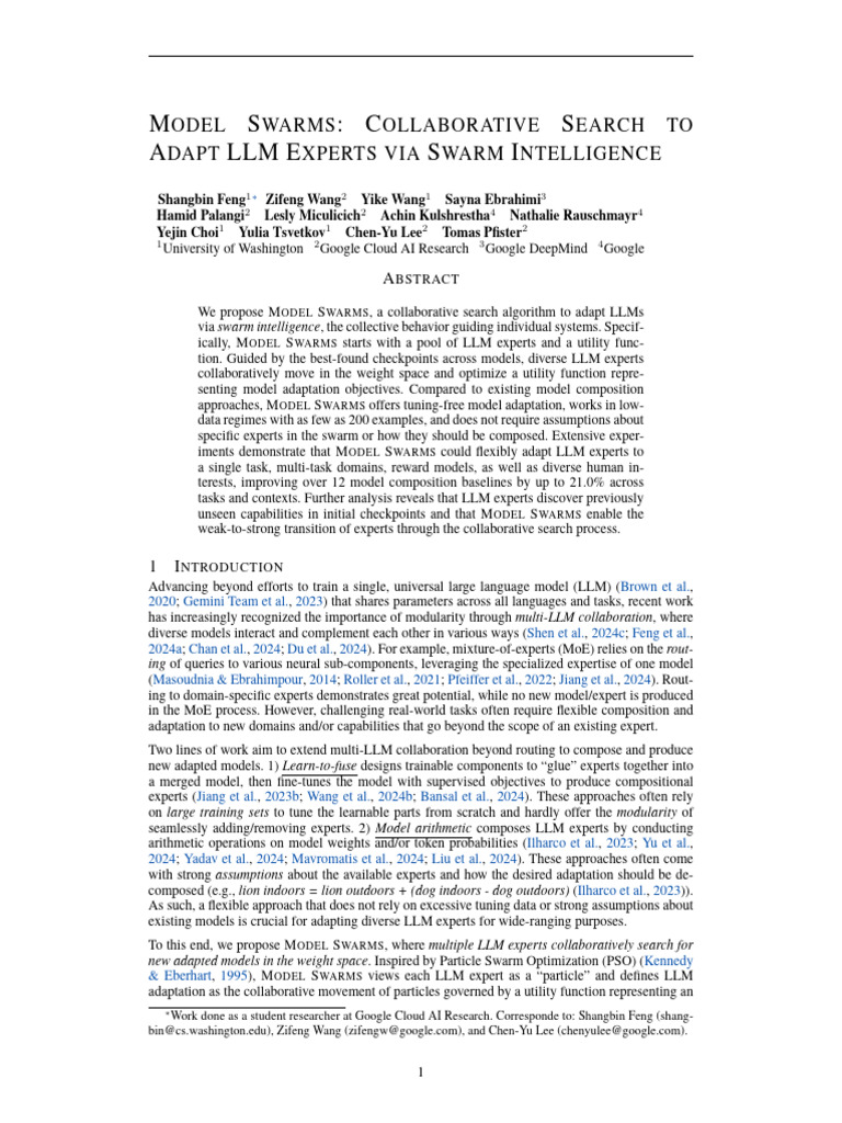 Collaborative LLM Adaptation via Swarm Intelligence | PDF ...