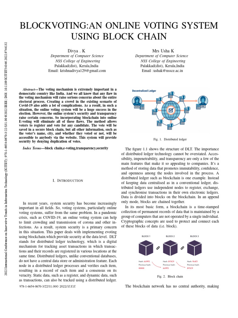 BlockvotingAn Online Voting System Using Block Chain | PDF | Voting ...