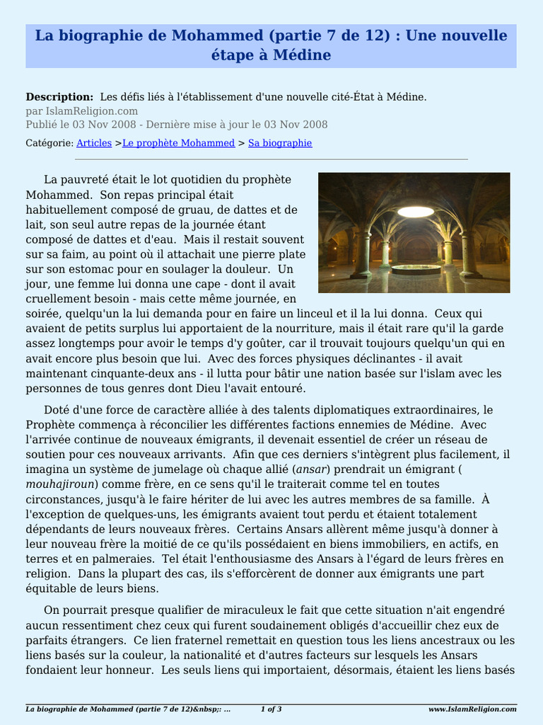 Muhammads Biography Part 7 of 12 175 FR | PDF | Mahomet | Médine