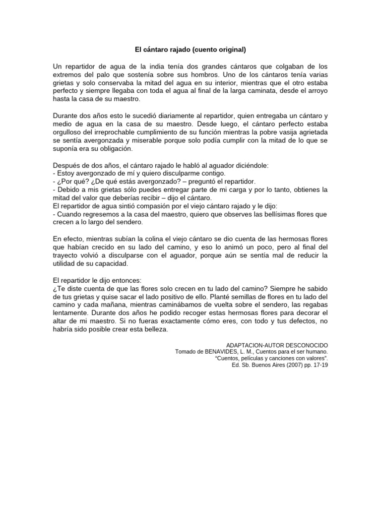 El cántaro rajado y sus lecciones | PDF