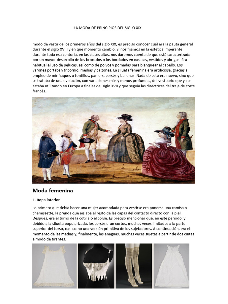 Moda y vestimenta en el siglo XIX | PDF | Corsé | Ropa