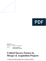 Critical Success Factors in M&A Projects