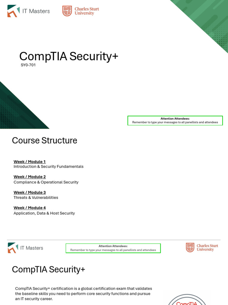 CompTIA Security+ Course Overview | PDF | Risk | Computer Security