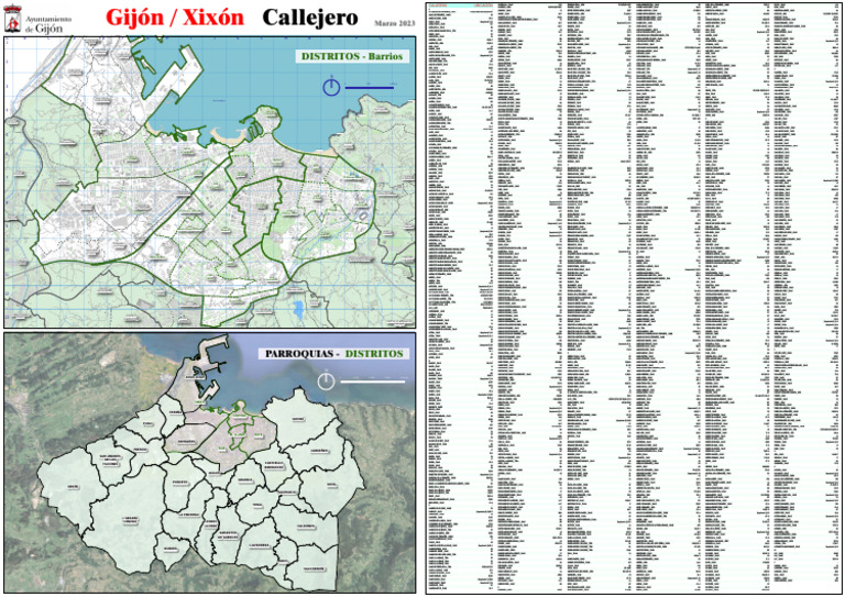 Mapa callejero de Gijón, parroquias y carreteras | PDF