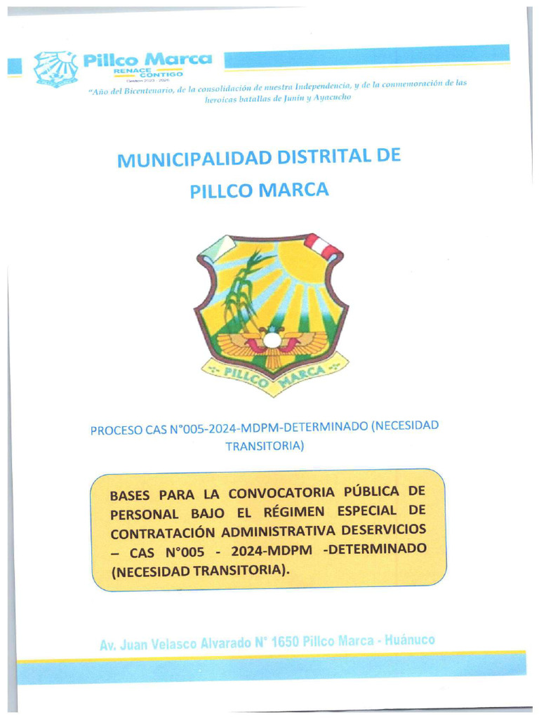 Bases Cas N 005 2024 MDPM Determinadp Necesidad Transitoria | PDF