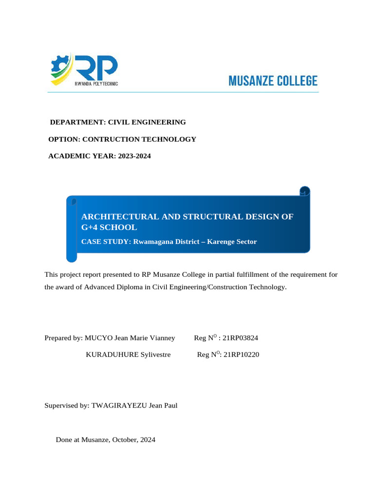 G+4 School Design Project Report | PDF | Structural Load | Structural ...