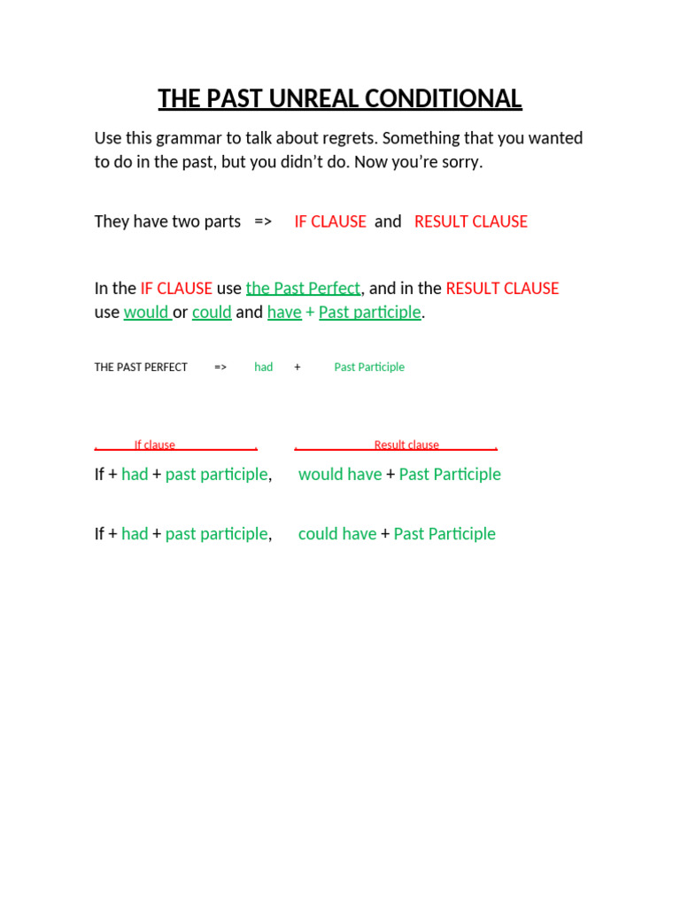 The Past Unreal Conditional | PDF