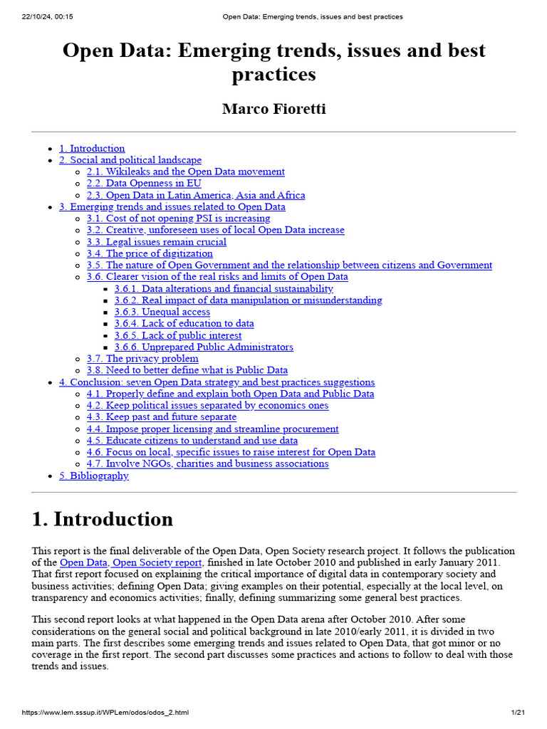 Open Data Trends and Best Practices | PDF | Wiki Leaks | E Government