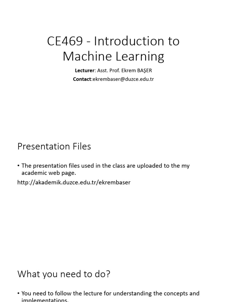 Introduction to Machine Learning Course | PDF | Machine Learning ...