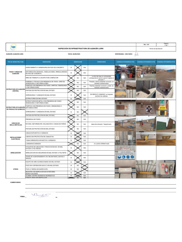 2024-10 Check List de Inspeccion de Infraestructura de Almacen y ...