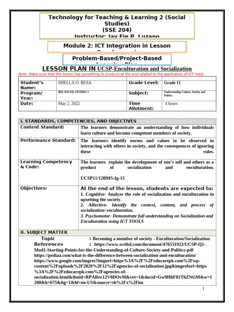 Problem-Based Learning Plan | PDF | Socialization | Learning