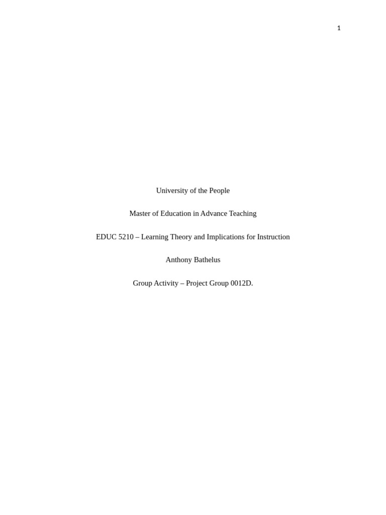 EDUC 5210 - Group Activity 1 | PDF | Learning | Differentiated Instruction