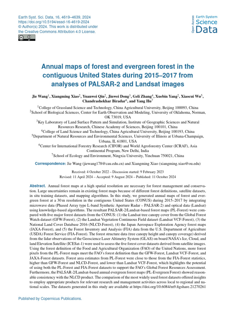 Annual Maps of Forest and Evergreen Forest in The | PDF | Forests | Lidar
