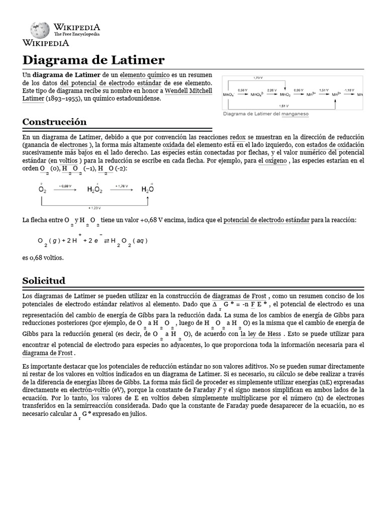 Latimer Diagram - Wikipedia | PDF | Redox | Ciencias fisicas