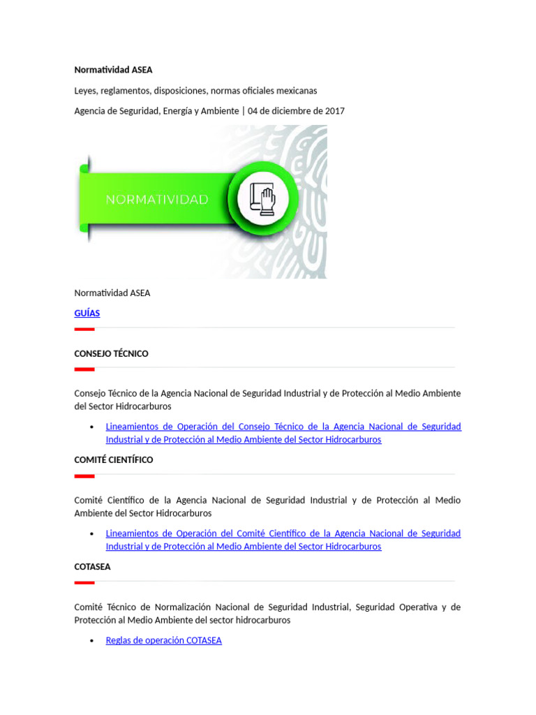 Normatividad de la ASEA en México | PDF | Petróleo | Gas natural