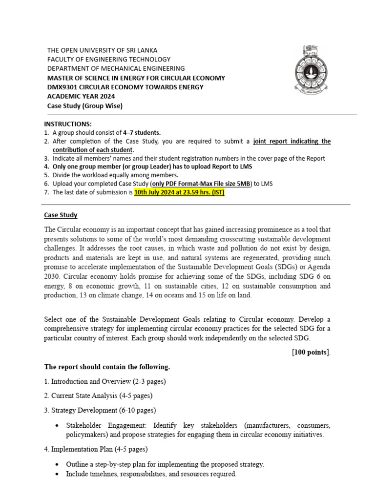 Case Study - 2024 - DMX9301 | PDF | Sustainable Development ...