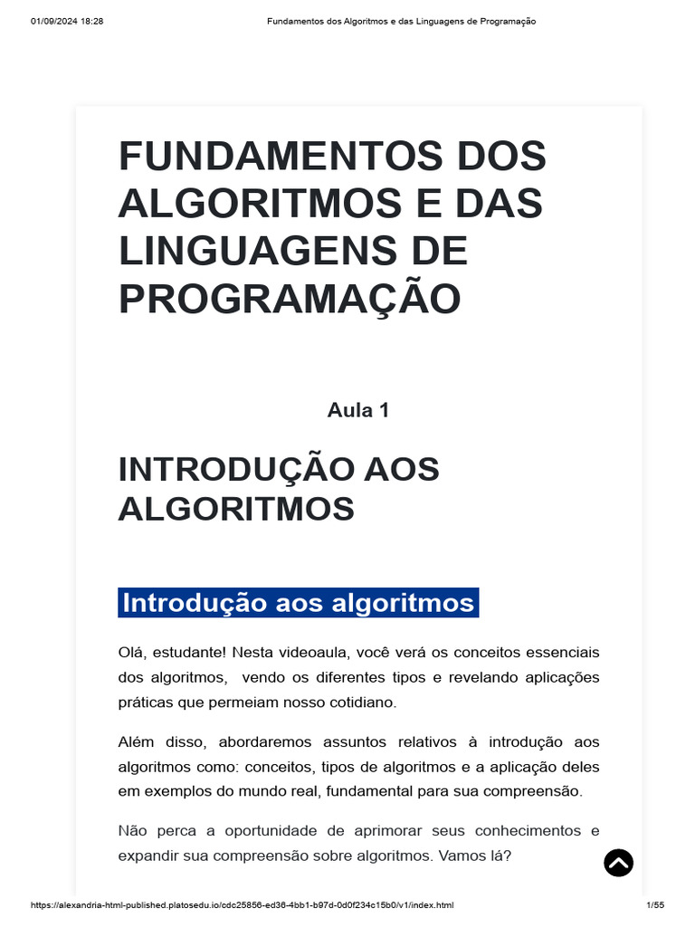 Fundamentos de Algoritmos e Programação | PDF | Algoritmos | Linguagem ...