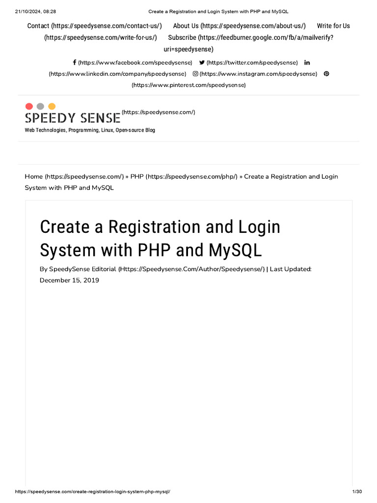 Create A Registration and Login System With PHP and MySQL | PDF | Login ...