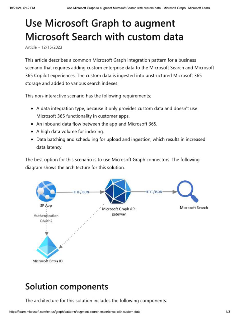 Use Microsoft Graph To Augment Microsoft Search With Custom Data | PDF