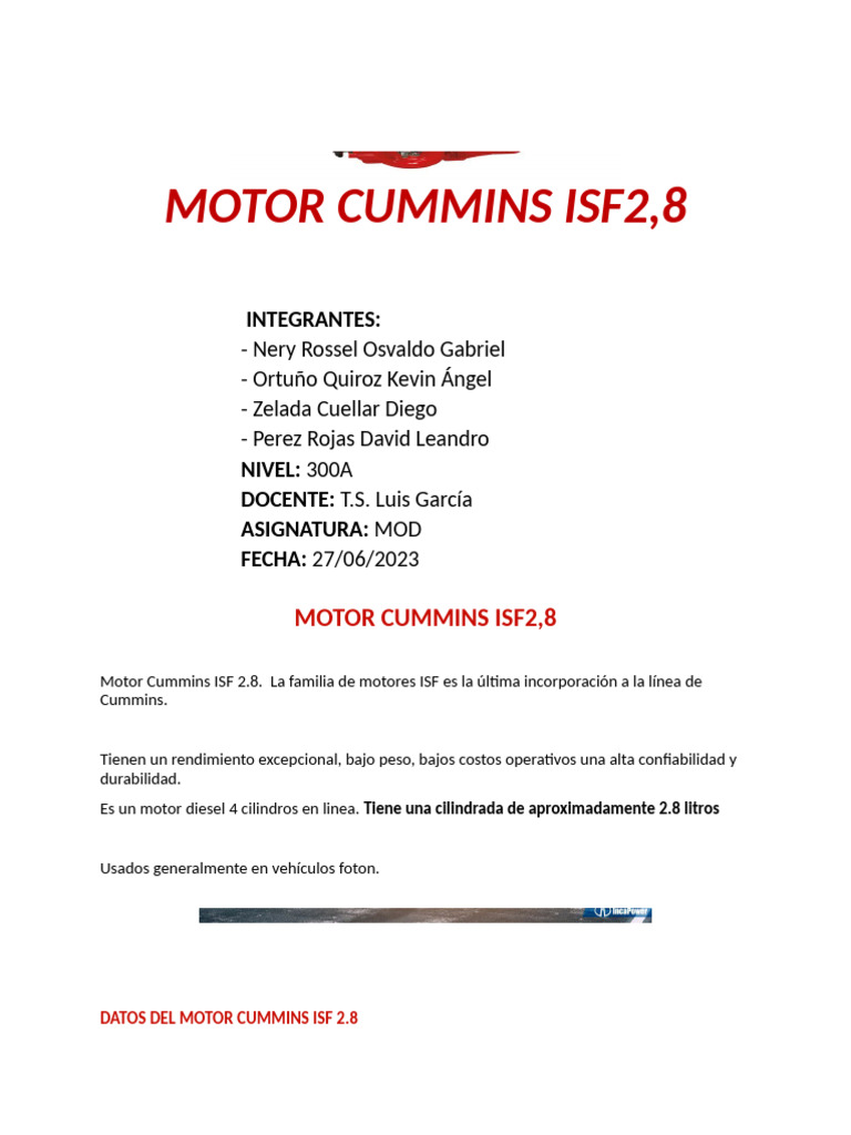 Manual De Taller Motor Cummins Isf 2.8