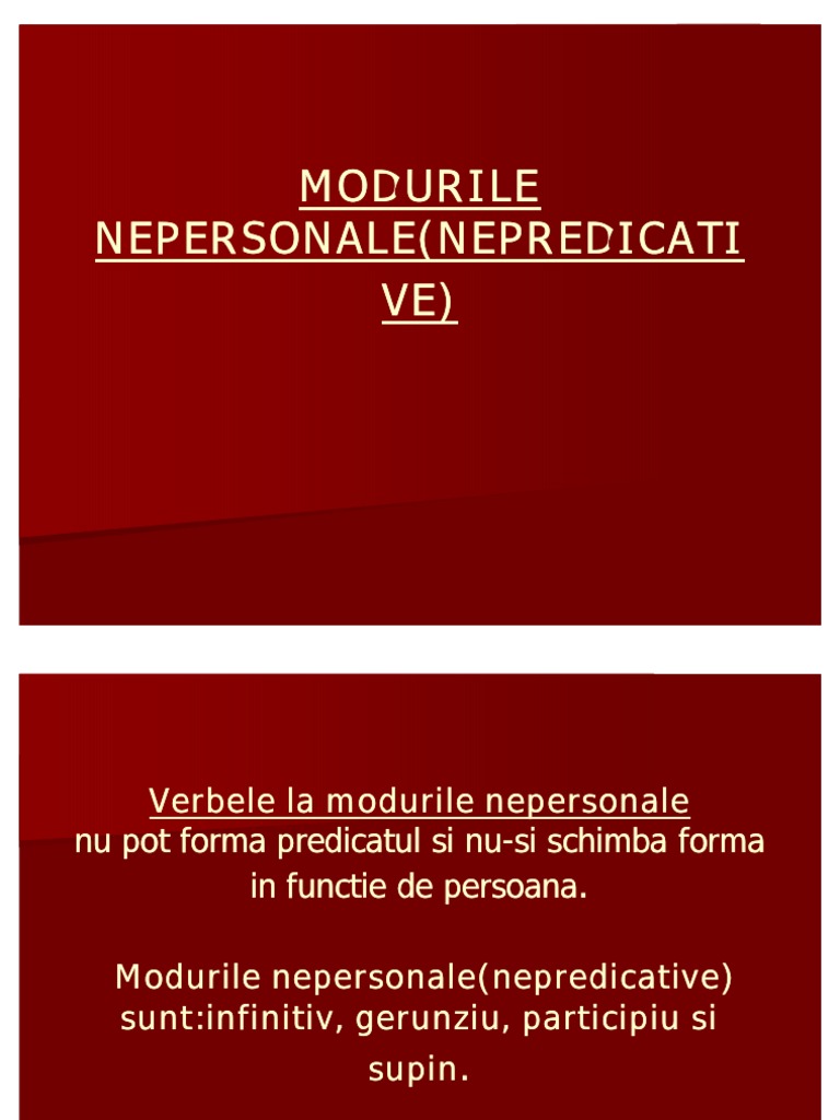 Modurile Nepersonale (Nepredicative) | PDF