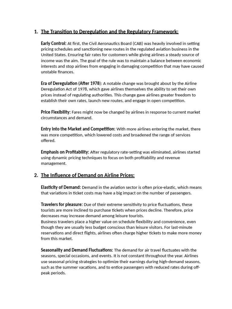 Airline Pricing Strategies Post-Deregulation | PDF | Airlines | Private ...