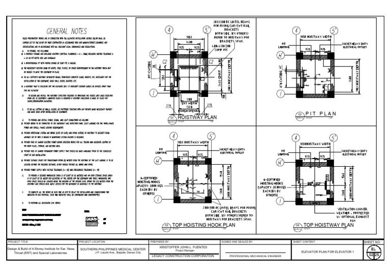 Hoistway Plan Pit Plan: Kristoffer John L. Fuentes Southern Philippines ...