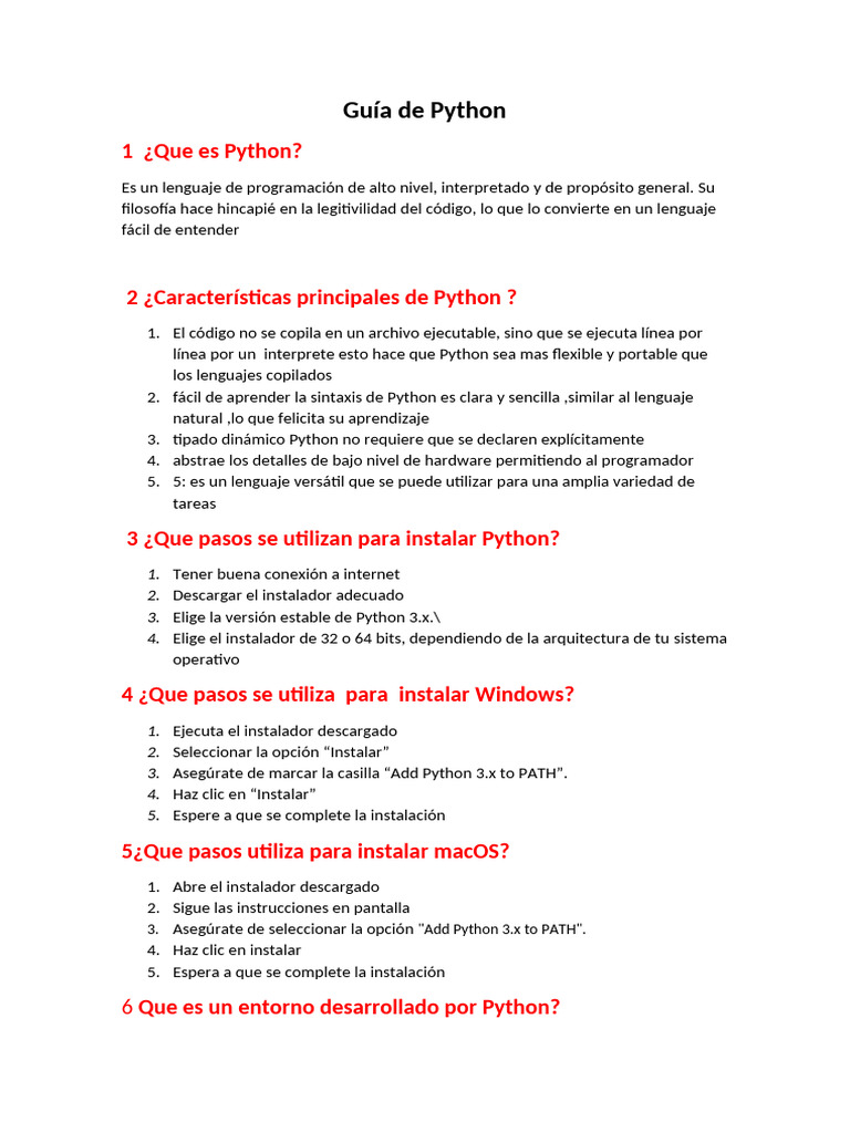 Guía Completa de Python: Instalación y Uso | PDF | Python (lenguaje de ...