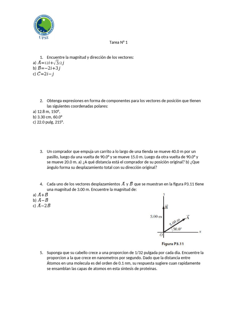Deber de Vectores | PDF