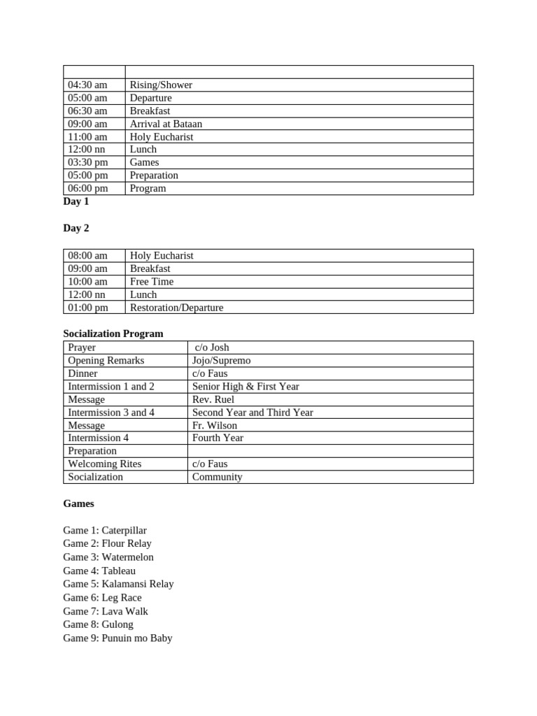 Sports and Program | PDF