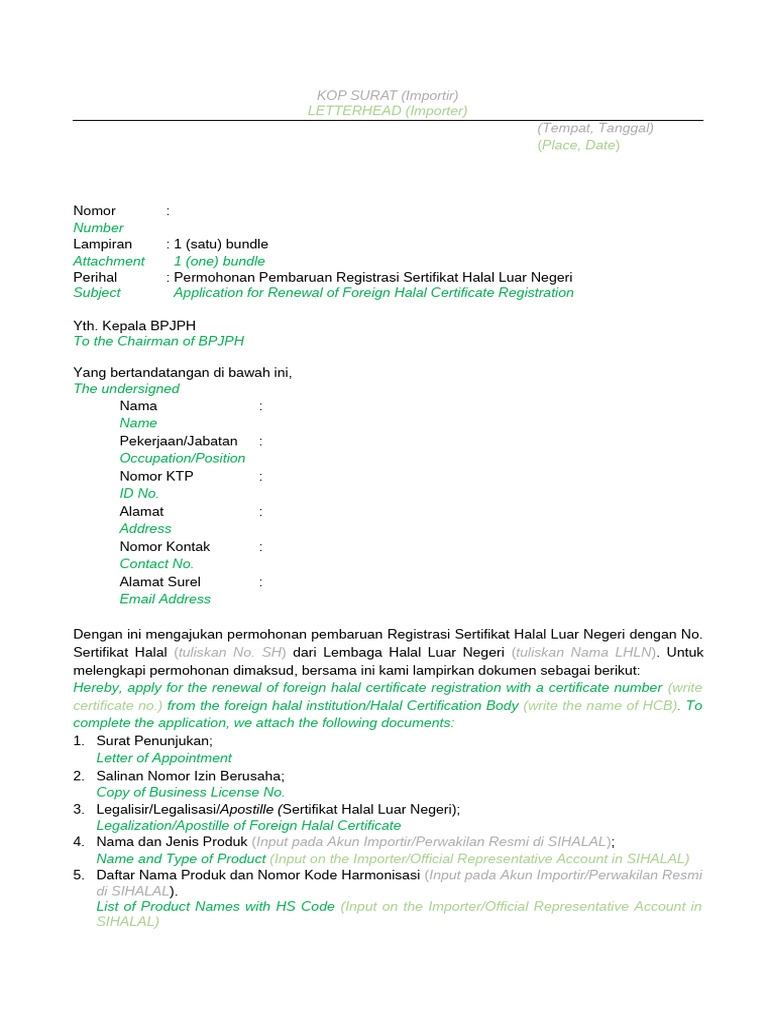 Template Surat Permohonan Pembaruan RSHLN 183c071dc2 | PDF