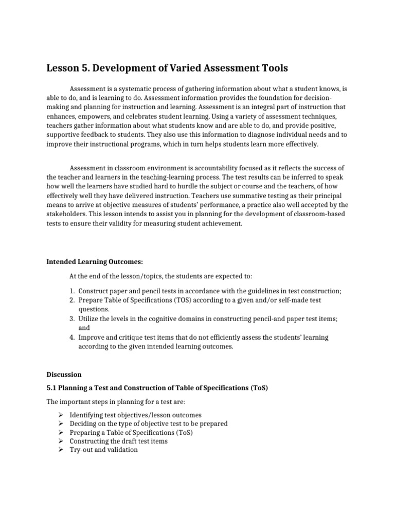 Developing Effective Assessment Tests | PDF | Educational Assessment ...