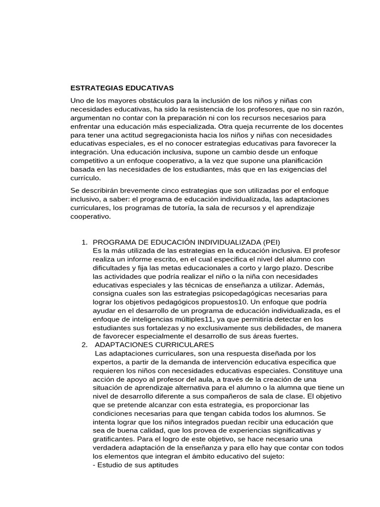 Estrategias Inclusivas en Educación | PDF | Evaluación | Maestros